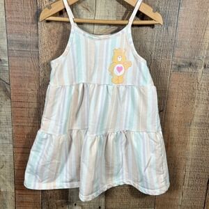 Care Bears Tenderheart Bear Girls Dress 4T Pastel Stripe Tiered Sundress Dress